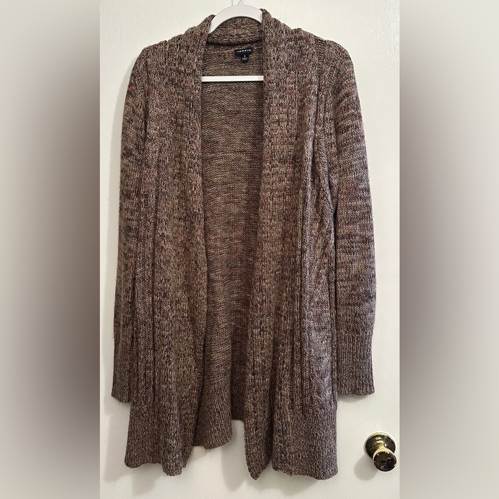 Torrid Women’s Size 2 Open Front Long Brown Cardigan Sweater
